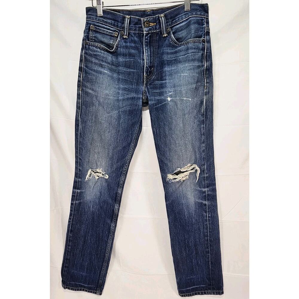 👉 Levi’s 511 Men’s 32x34 Skinny Distressed Blue Jeans Faded Wash Denim